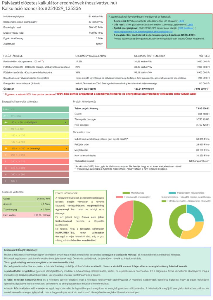 KEHOP Plusz-4.1.7-24 - Primer energiamegtakarítás kalkulátor